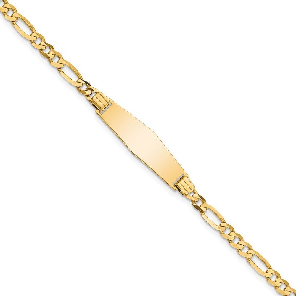 14k Yellow Gold Soft Diamond Shape Figaro ID Bracelet